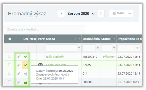 Obr. 29: Příznak kontroly